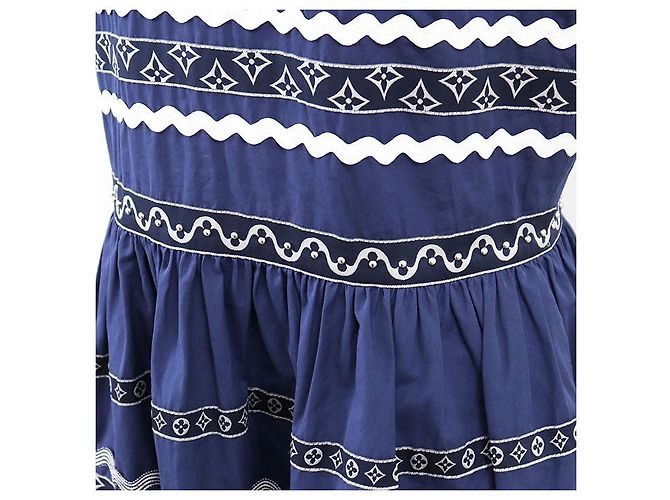 Vestido de algodón Louis Vuitton Monogram Flower Azul - vista 12