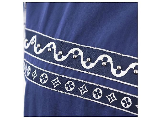Vestido de algodón Louis Vuitton Monogram Flower Azul - vista 13