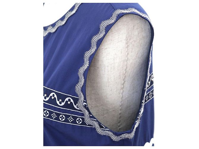 Vestido de algodón Louis Vuitton Monogram Flower Azul - vista 16