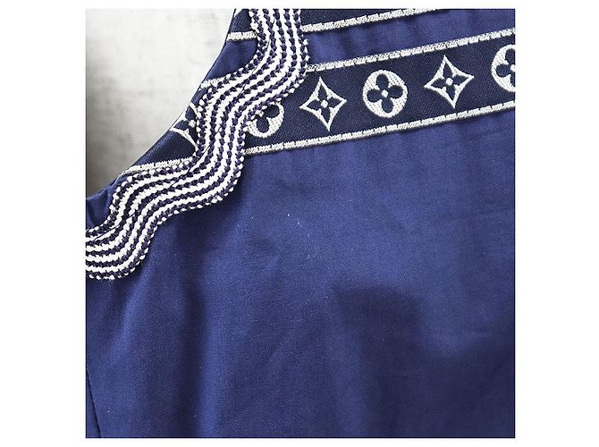 Vestido de algodón Louis Vuitton Monogram Flower Azul - vista 17