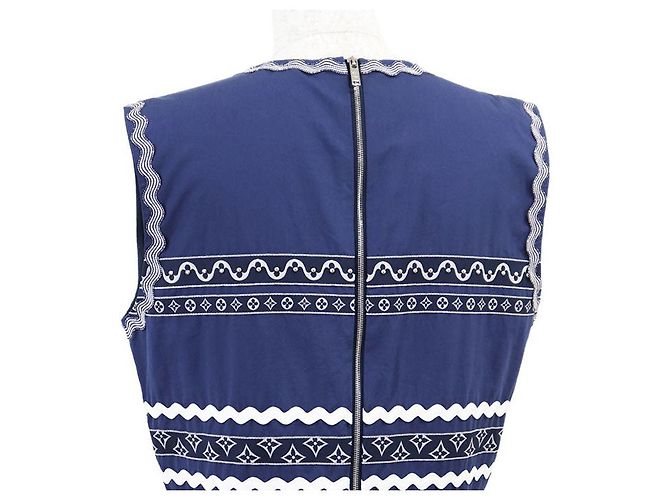 Vestido de algodón Louis Vuitton Monogram Flower Azul - vista 18