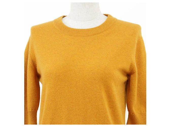 Hermès Pullover de cashmere com bordado H Hermes 36 Amarelo Mostarda - vista 2