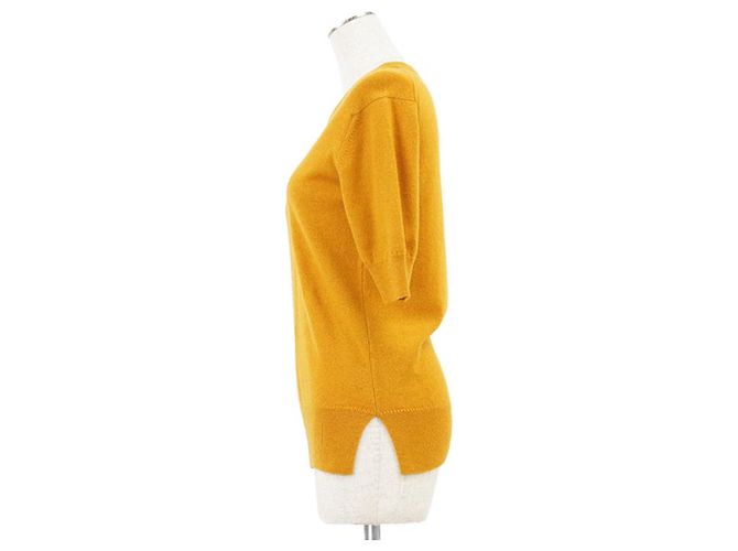 Hermès Pullover de cashmere com bordado H Hermes 36 Amarelo Mostarda - vista 4