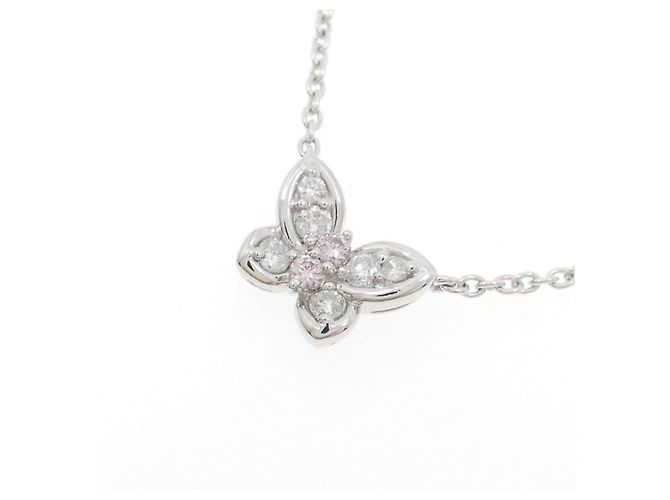 Autre Marque Collana a Farfalla in Diamante Rosa Pt900 Pt850 Argento - vista 3