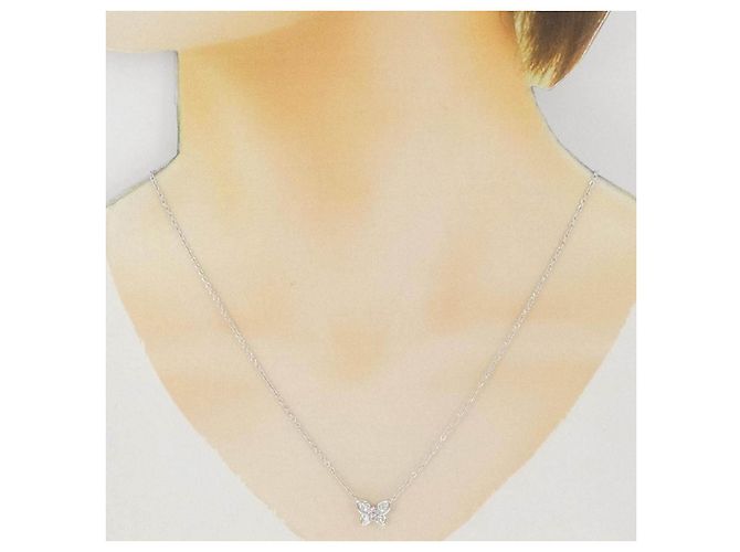 Autre Marque Collana a Farfalla in Diamante Rosa Pt900 Pt850 Argento - vista 6