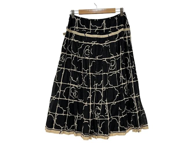 Autre Marque Falda de algodón con estampado de camelia Ingeborg Negro - vista 2