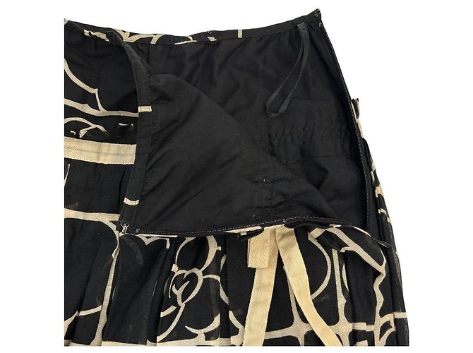 Autre Marque Falda de algodón con estampado de camelia Ingeborg Negro - vista 4