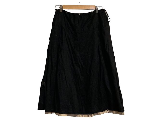 Autre Marque Falda de algodón con estampado de camelia Ingeborg Negro - vista 5