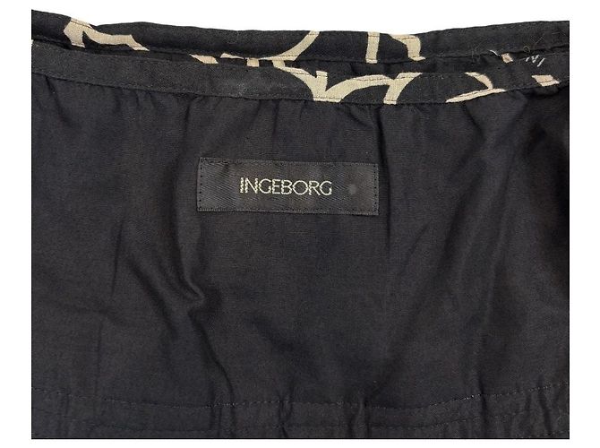 Autre Marque Falda de algodón con estampado de camelia Ingeborg Negro - vista 6