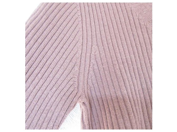 Autre Marque IENA Extra Fine Merino Rippstrick V-Ausschnitt Pullover Braun - Ansicht 4
