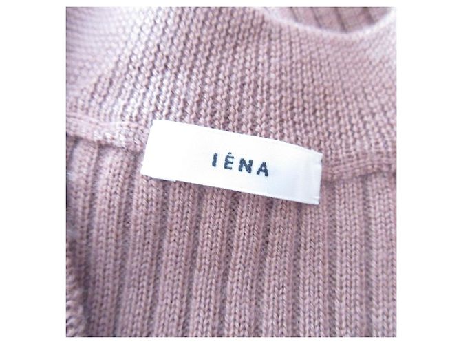 Autre Marque IENA Extra Fine Merino Rippstrick V-Ausschnitt Pullover Braun - Ansicht 6