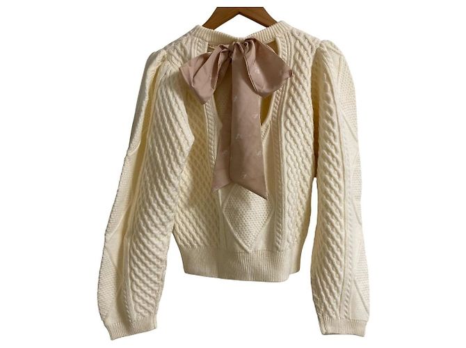 Autre Marque eimy istoire Strickpullover mit Schleife am Rücken Weiß - Ansicht 3