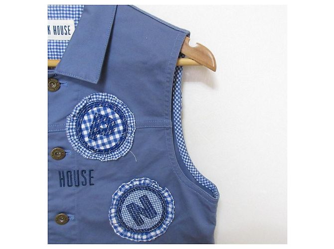 Autre Marque PINK HOUSE Weste mit Karomustern Blau - Ansicht 5