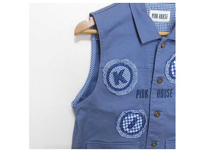 Autre Marque PINK HOUSE Weste mit Karomustern Blau - Ansicht 6