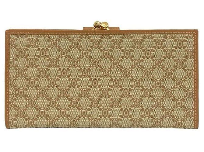 Céline Cartera larga de cuero Celine Macadam Castaño Beige - vista 2