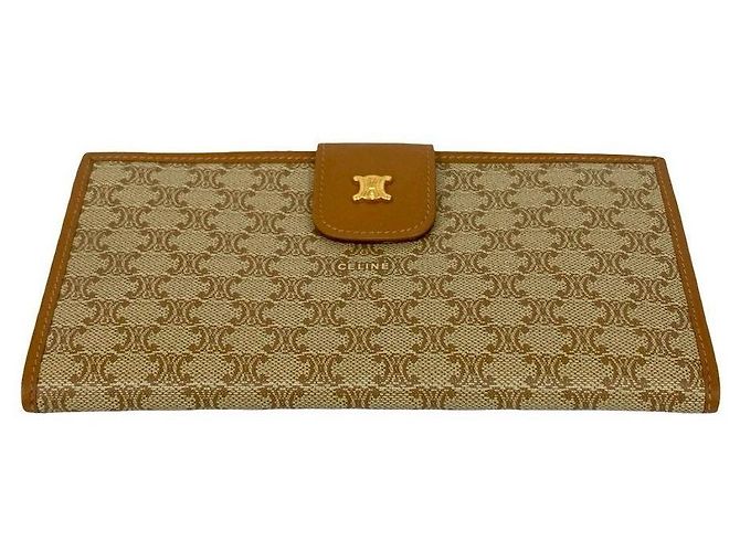 Céline Cartera larga de cuero Celine Macadam Castaño Beige - vista 6