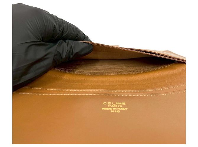Céline Cartera larga de cuero Celine Macadam Castaño Beige - vista 9