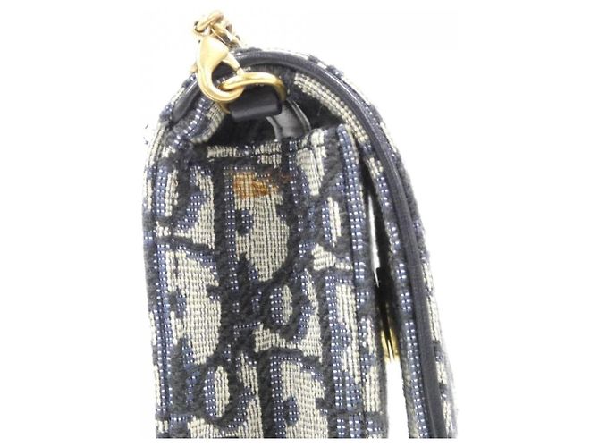 Borsa a tracolla Christian Dior in tela DIOR OBLIQUE Blu - vista 4