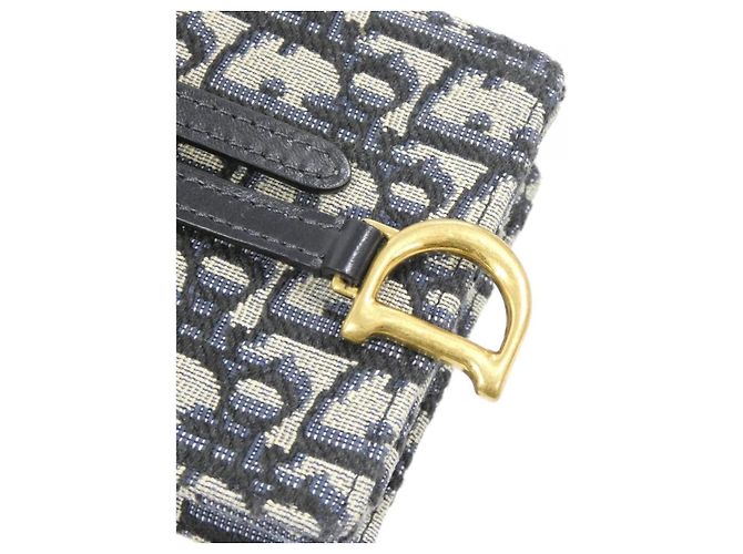 Borsa a tracolla Christian Dior in tela DIOR OBLIQUE Blu - vista 5