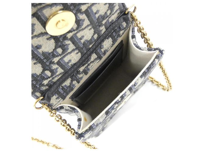 Borsa a tracolla Christian Dior in tela DIOR OBLIQUE Blu - vista 7