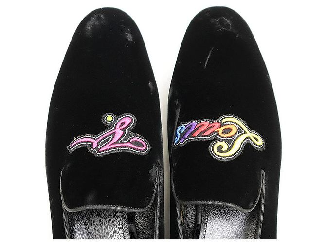 Mocassini in velluto Louis Vuitton linea Auteuil Nero - vista 12