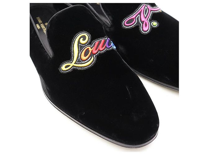 Mocassini in velluto Louis Vuitton linea Auteuil Nero - vista 13