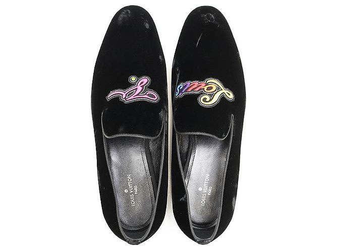 Mocassini in velluto Louis Vuitton linea Auteuil Nero - vista 7