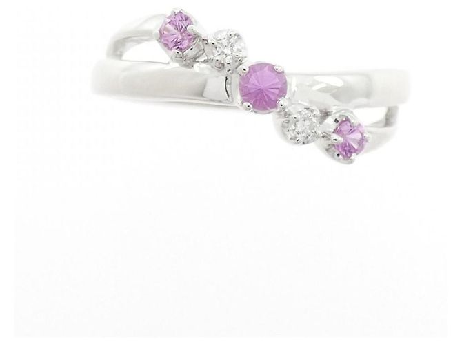 Autre Marque Ring aus Au750 mit synthetischem Saphir und Diamant 4°C Silber - Ansicht 2