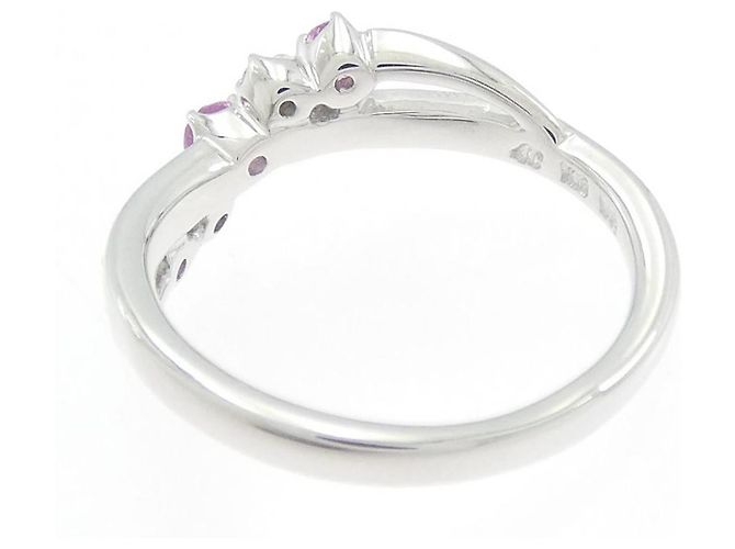 Autre Marque Ring aus Au750 mit synthetischem Saphir und Diamant 4°C Silber - Ansicht 3