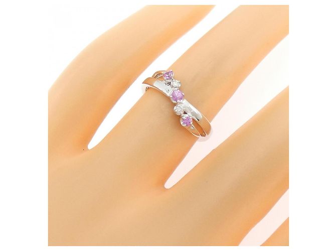 Autre Marque Ring aus Au750 mit synthetischem Saphir und Diamant 4°C Silber - Ansicht 5