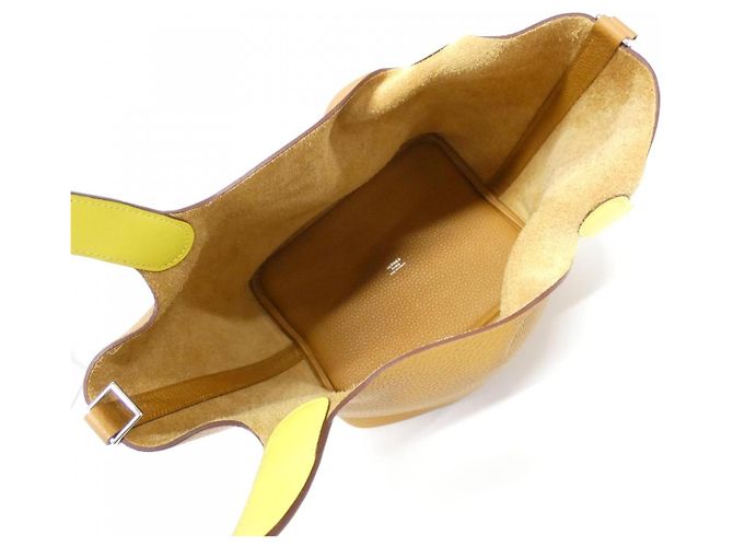 Hermès Borsa Hermes Picotin Lock Eclat MM Taurillon Clemence Swift Marrone D'oro - vista 7