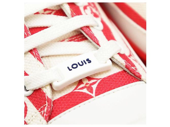 Sneaker Louis Vuitton Stellar Line Monogram in pelle e canvas Rosa Bianco Rosso - vista 14