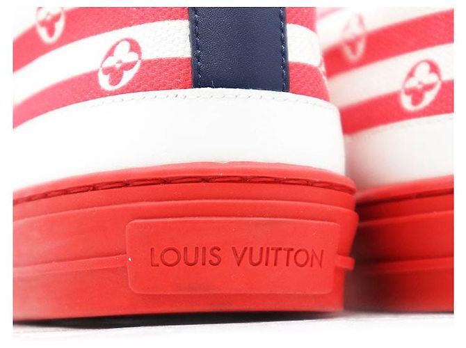 Sneaker Louis Vuitton Stellar Line Monogram in pelle e canvas Rosa Bianco Rosso - vista 15