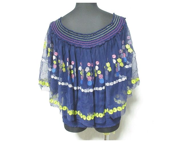 Autre Marque Blusa cropped in rete trasparente ricamata VIVIENNE TAM - vista 2