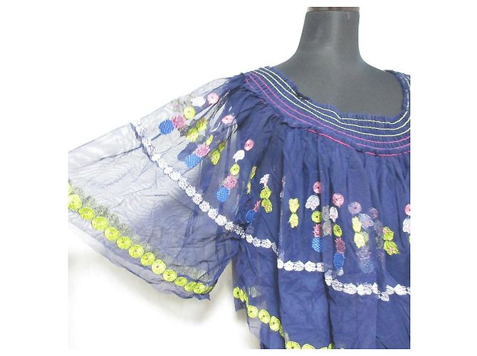 Autre Marque Blusa cropped in rete trasparente ricamata VIVIENNE TAM - vista 4