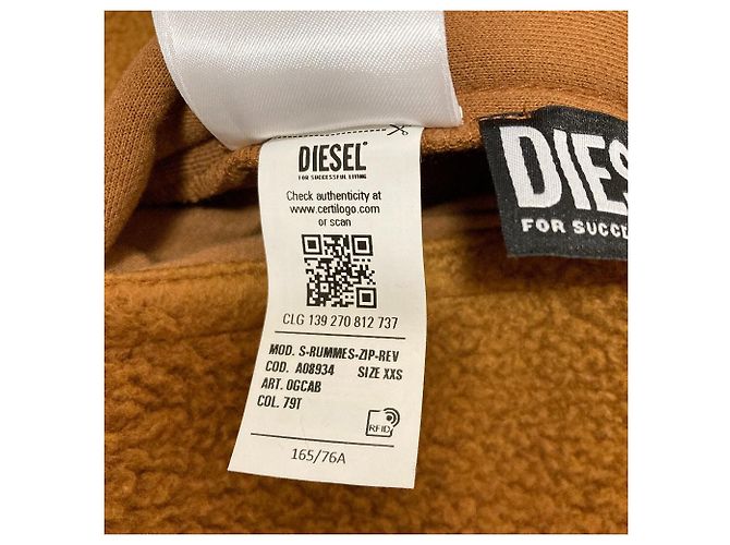 Autre Marque DIESEL S-RUMMES-ZIP-REV Boa Zip Hoodie Braun - Ansicht 9