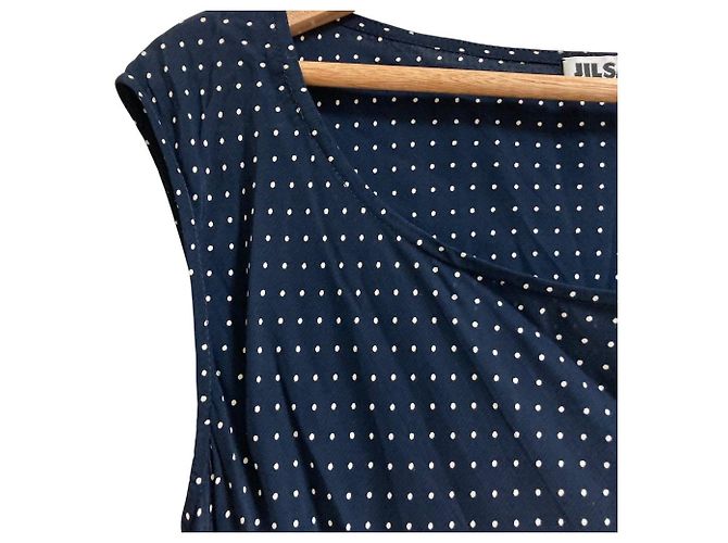 Vestido longo sem mangas com bolinhas Jil Sander Azul Azul marinho - vista 2