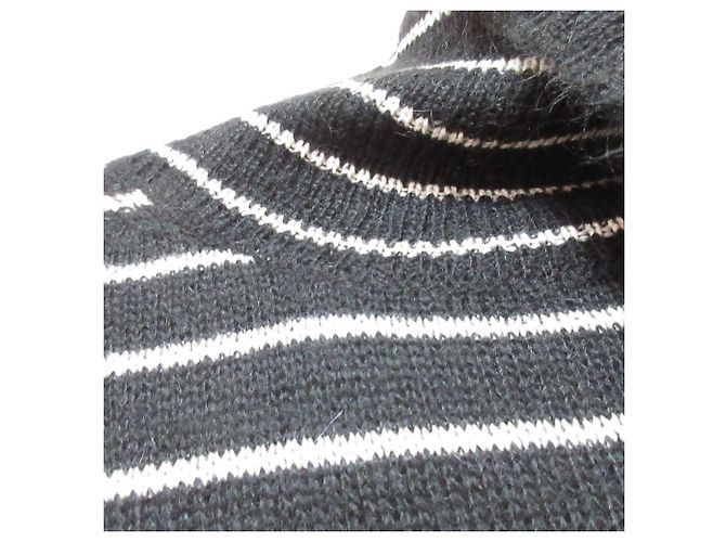 Autre Marque All Saints Rollkragenpullover aus Mohair-Mischung gestreift Schwarz - Ansicht 3
