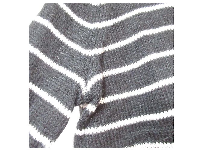 Autre Marque All Saints Rollkragenpullover aus Mohair-Mischung gestreift Schwarz - Ansicht 4