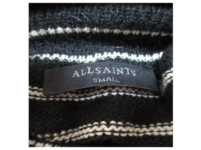 Autre Marque All Saints Rollkragenpullover aus Mohair-Mischung gestreift Schwarz - Ansicht 6