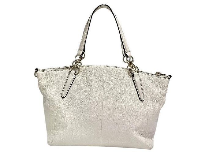 Borsa Coach in pelle martellata Bianco Crudo - vista 2