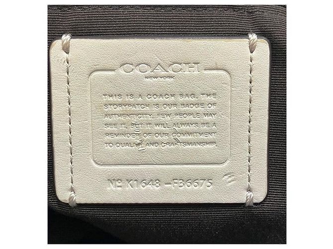 Borsa Coach in pelle martellata Bianco Crudo - vista 4