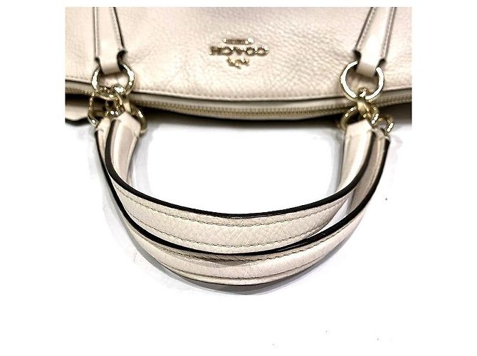 Borsa Coach in pelle martellata Bianco Crudo - vista 9