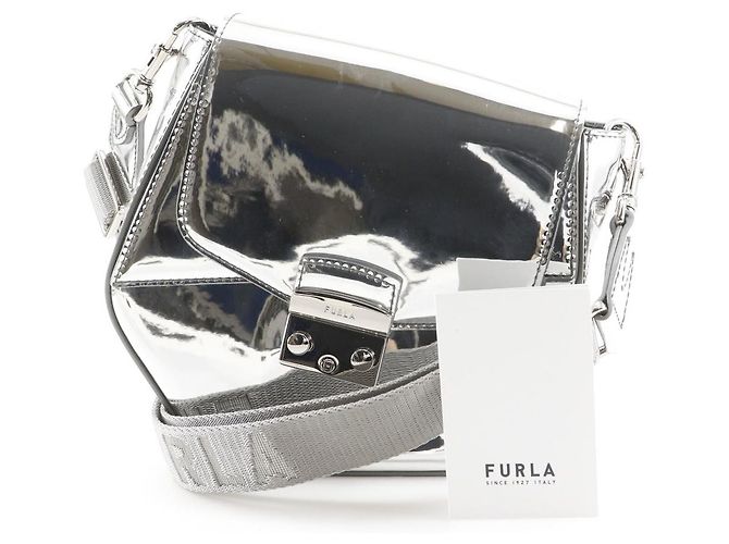 Borsa a tracolla 2way Furla Metropolis Prisma in pelle verniciata Argento - vista 11