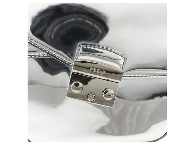Borsa a tracolla 2way Furla Metropolis Prisma in pelle verniciata Argento - vista 9