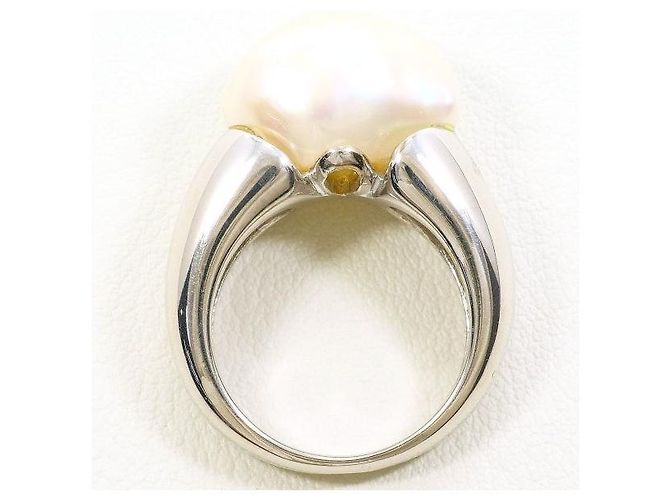Autre Marque Anel de Ouro Branco Au750 e Pérolas de Água Doce Prata - vista 3