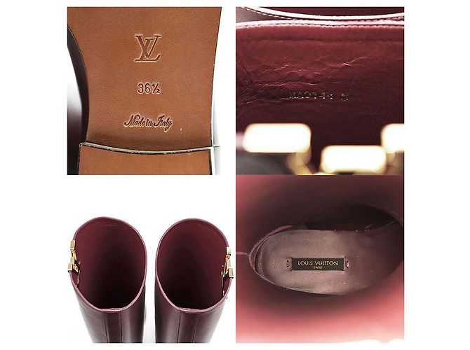 Louis Vuitton Monogram Metal Leather Long Boots Brown Dark red - view 10