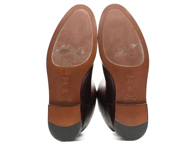 Louis Vuitton Monogram Metal Leather Long Boots Brown Dark red - view 9