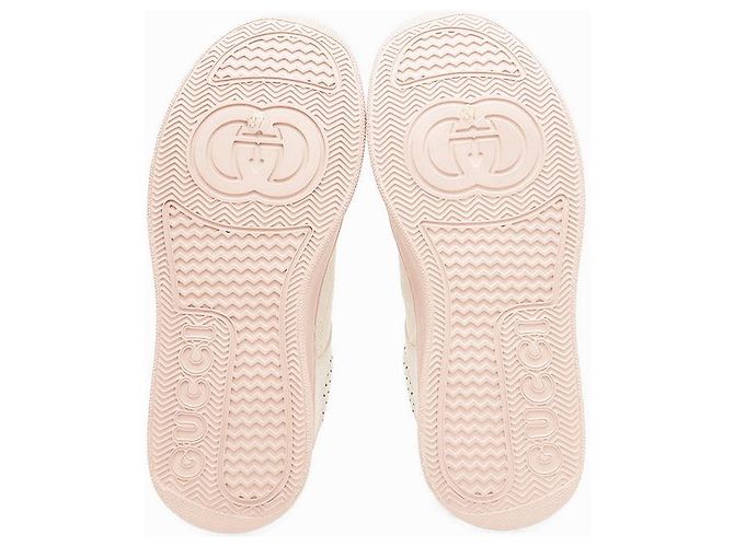 Gucci GG Interlocking Sneaker aus geprägtem Leder Weiß Beige Aus weiß - Ansicht 9