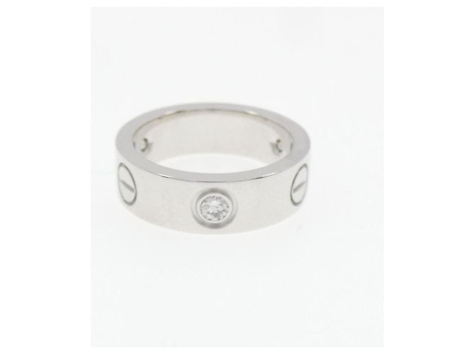 Cartier Love Ring Halb Diamant 750 Weißgold Größe 8 Silber - Ansicht 2
